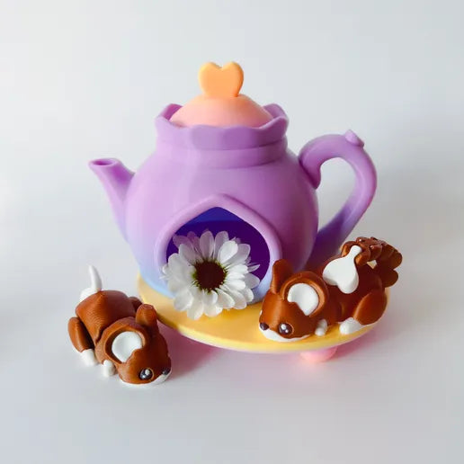 Mouse Flexi and  Purple Tea Set