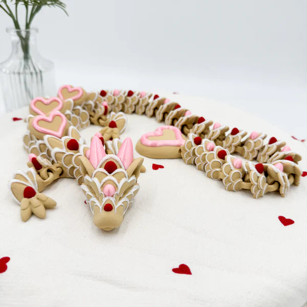 Sugar Cookie Heart Dragon Articulating Figurine 12 inches