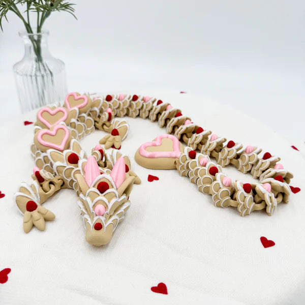 Sugar Cookie Heart Dragon Articulating Figurine 12 inches