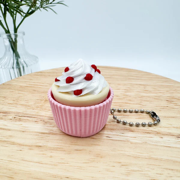 Sweet Treat Keychain - 3D Printed Cupcake Charm