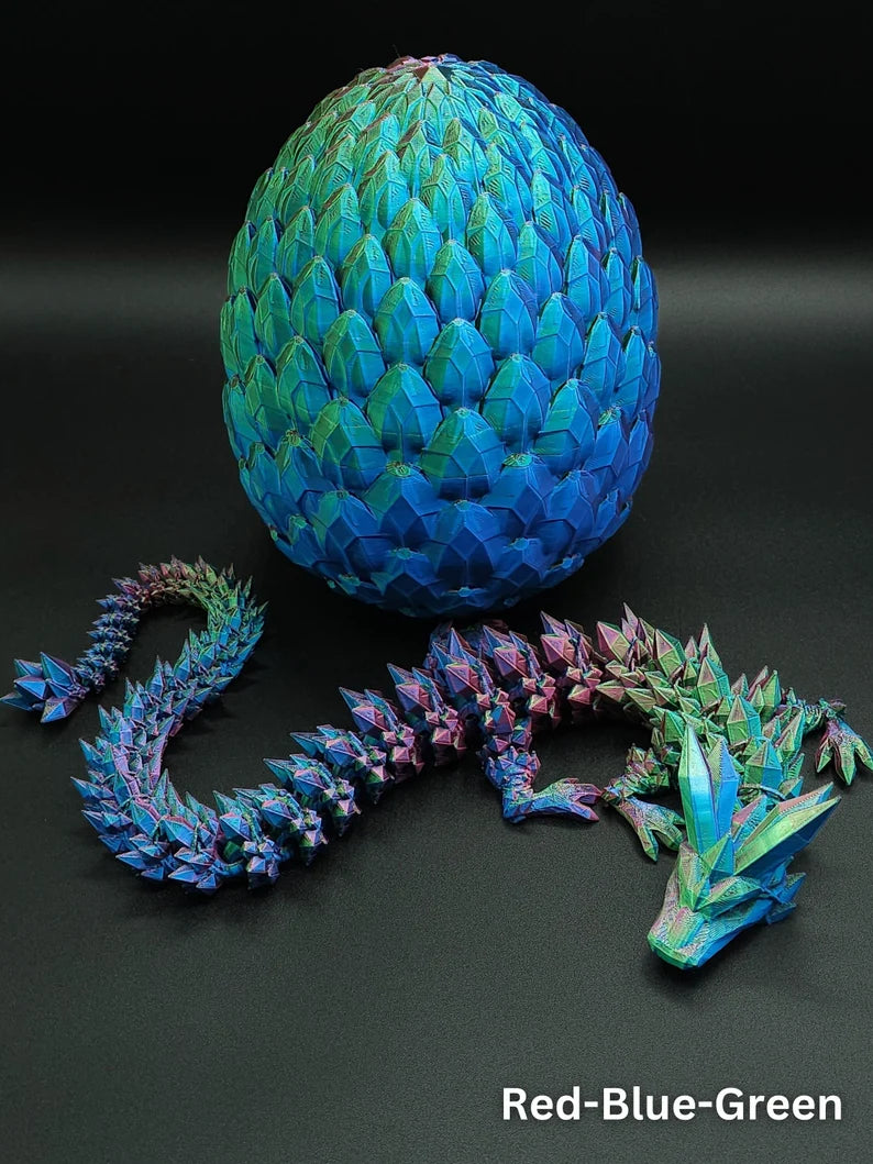 Crystal Dragon, Dragon Egg, Articulated Dragon Figurine, Toddler Room Decor, Dragon Toy