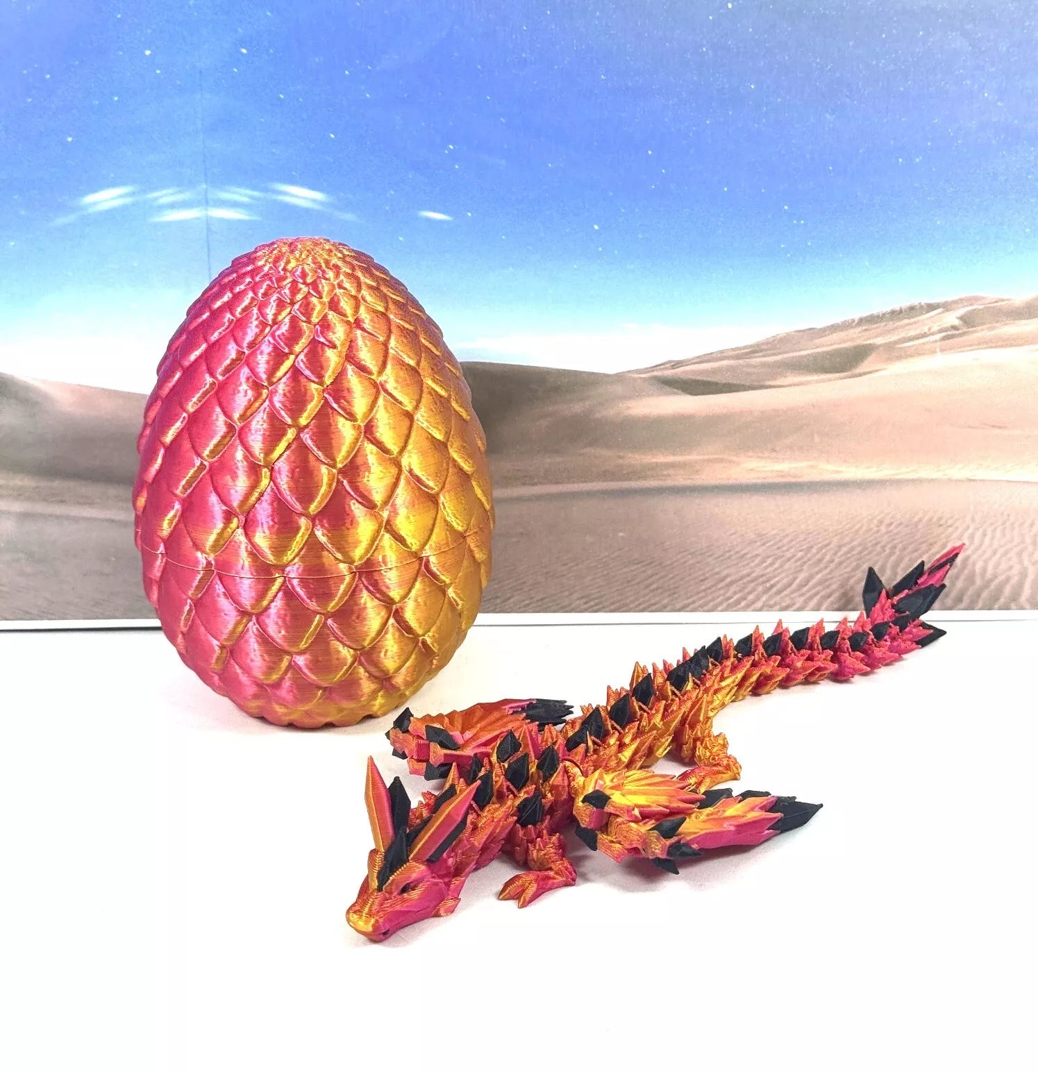 Crystal Winged Dragon with Egg 3D Printed Articulated Crystal Winged Dragon Toy