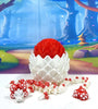 Dragon with Egg 12" Articulated White-Red Cherry Blossom Fidget Dragon Toy