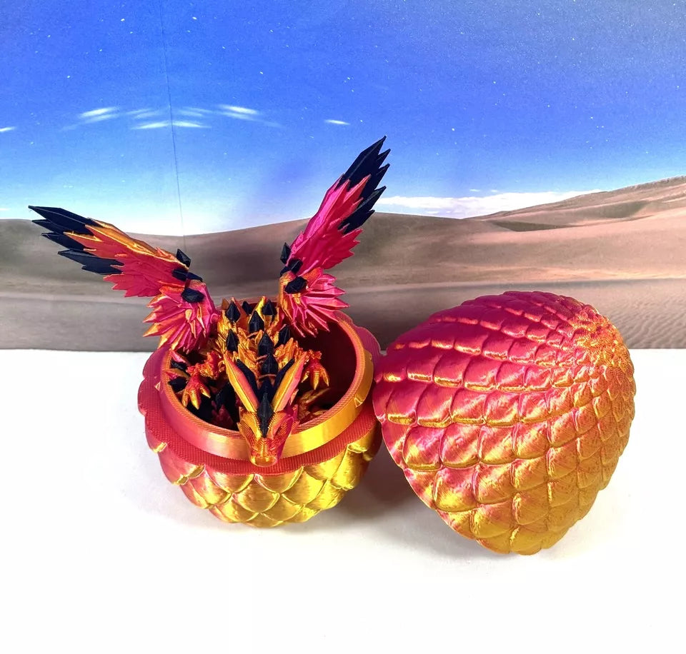 Crystal Winged Dragon with Egg 3D Printed Articulated Crystal Winged Dragon Toy