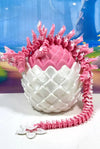 Dragon with Egg, 12" Articulated  Pink Cherry Blossom Fidget Dragon Toy