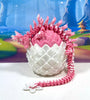 Dragon with Egg, 12" Articulated  Pink Cherry Blossom Fidget Dragon Toy