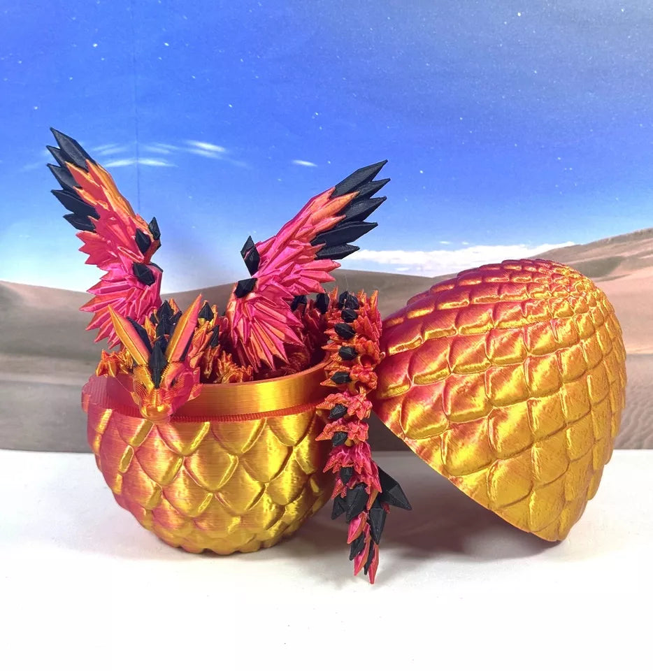 Crystal Winged Dragon with Egg 3D Printed Articulated Crystal Winged Dragon Toy