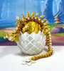 Dragon with Egg, 12" Articulated Cherry Blossom Fidget Dragon Toy