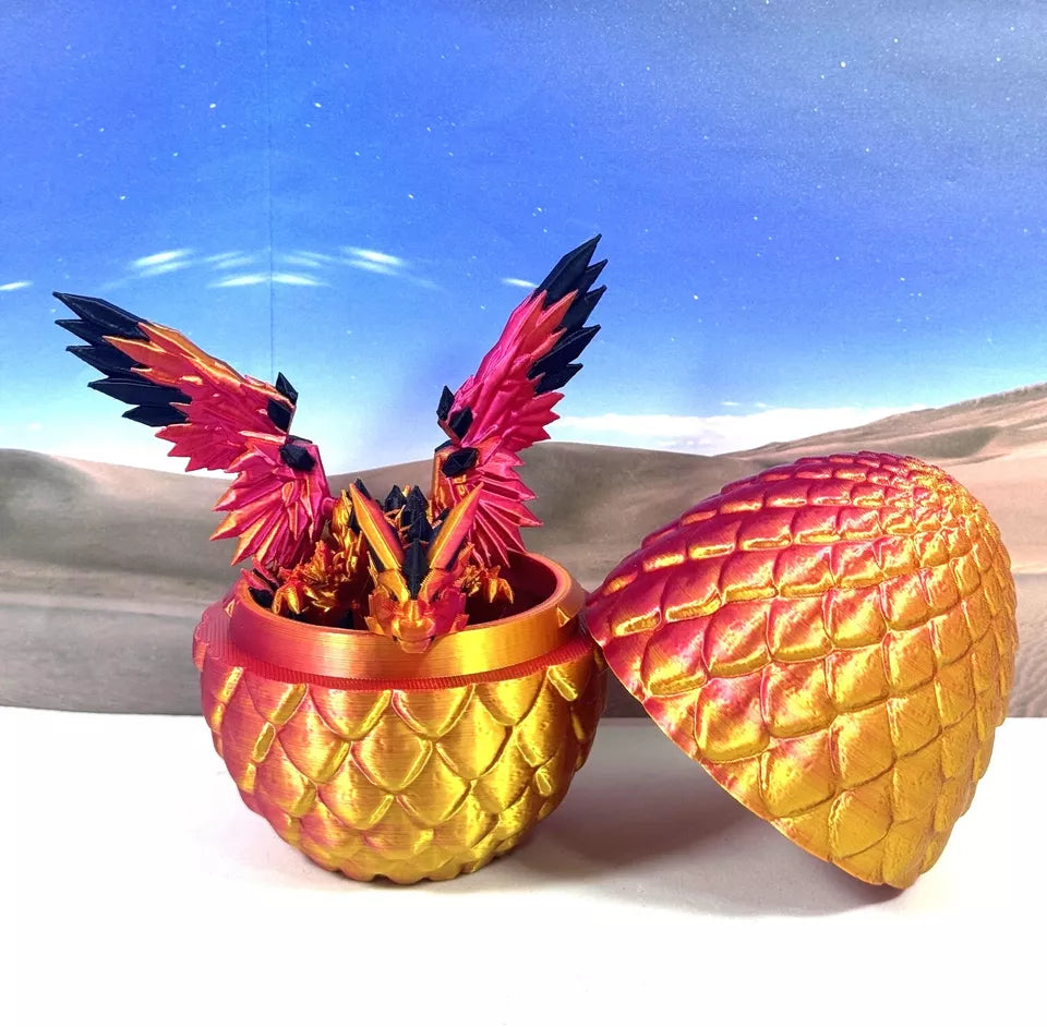 Crystal Winged Dragon with Egg 3D Printed Articulated Crystal Winged Dragon Toy